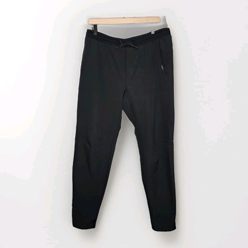 UNRL Pants Mens Large Black Jogger Athletic Stretch Drawstring Zip Pocket Travel